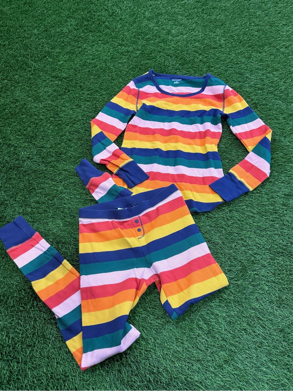 Old Navy Long John Fitted Pajamas - Rainbow Stripe